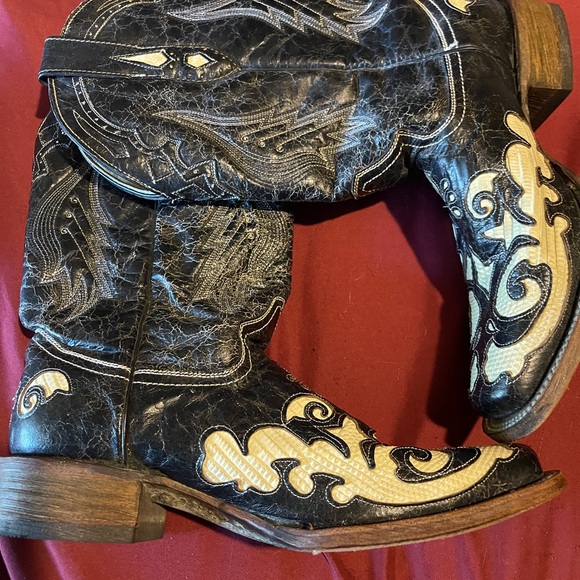 Corral Woman Western Cowgirl Boots Embroidered Black Leather Sz 11 - Picture 1 of 5